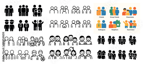 Multiple groups of people icons in various styles