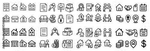 Real estate icons set for property management