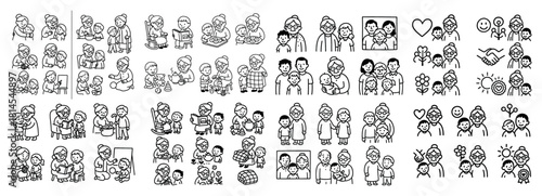 Diverse families and activities line art collection