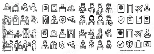 Airport border service icon set illustration