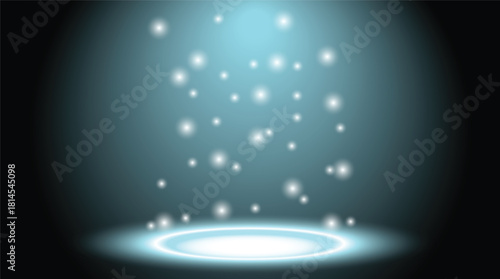 Light blue glowing stage with floating light particles