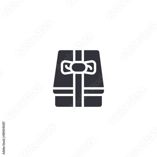Squared gift box icon wrapped securely with a wide ribbon and topped with a decorative bow, ideal for representing holiday presents, special delivery, birthday surprises, and customer incentives in a 