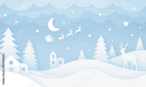 Christmas winter village illustration vector illustration, easily editable. 