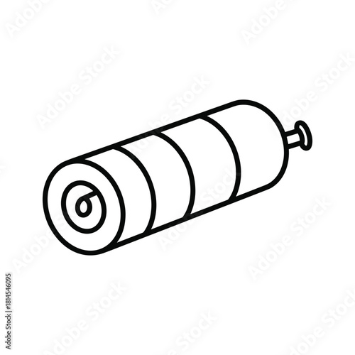 Simple black and white line art icon representing a cylindrical object, possibly a battery or roller, isolated on