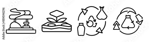 Global environmental issues, energy, and recycling line icons