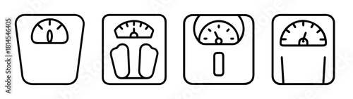 Weight scale icons for health, fitness, diet and body measurement