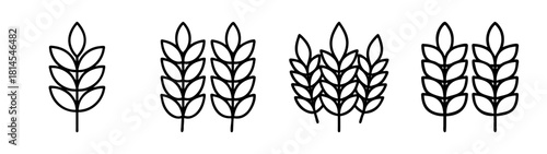 Wheat grain icons set for healthy food and agriculture concepts