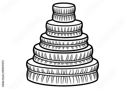 Set of reusable silicone stretch lids stacked in pyramid shape vector illustration. Eco friendly flexible food covers for bowls and containers sketch isolated on white background.