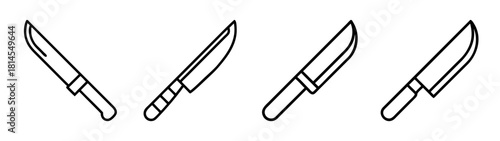 Kitchen knife icon set. cooking utensil outline vector illustration.