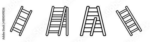 Ladder line icon set with various vector illustrations on white
