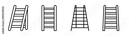 Set of four line art ladder icons representing progress and growth