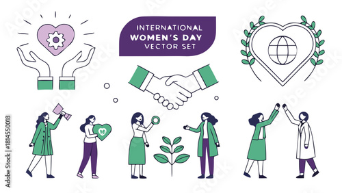 Vector illustration of international women's day vector icons set
