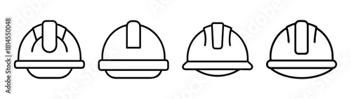 Four simple hard hat safety helmet icon vector illustrations