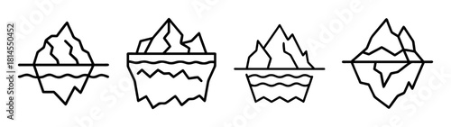 Iceberg icon set. global warming and climate change concept.