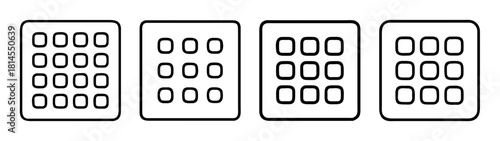 App menu grid icons set for digital interface navigation design