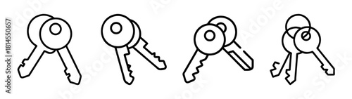 Keys line icon set representing security, access, and property.