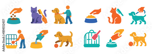 Colorful Pet Care Icons