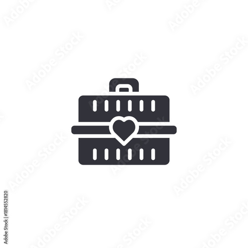 A pet travel carrier icon representing safe animal transportation, mobile veterinary care, pet relocation services, and secure containment for small household pets.