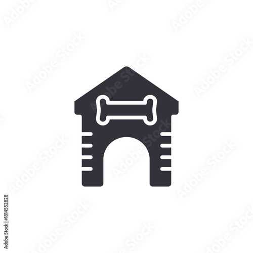 A dog house symbol illustrating comfortable pet shelter, secure animal housing, outdoor pet resting areas, and protective environments for domesticated animals.