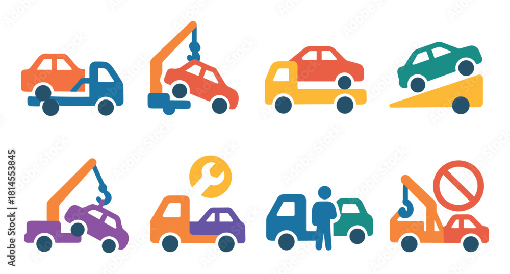 Fototapeta premium Tow Truck Icons
