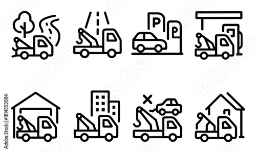 Tow Truck Icon Set