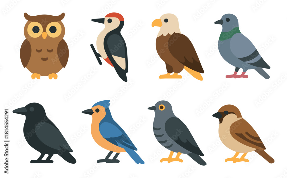 Obraz premium Colorful Bird Icons Set