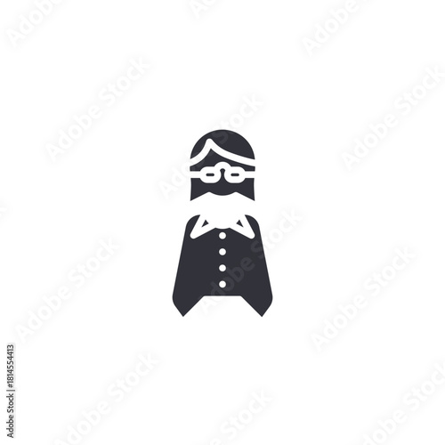 An elderly man icon featuring glasses and beard, representing senior characters, experienced professionals, aged demographics, and generational diversity in visual interfaces.