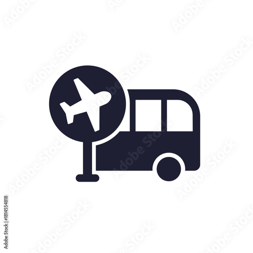 bus, shuttle to airport icon, sign on white