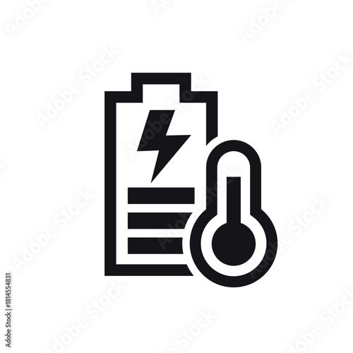 battery temperature icon, pictogram on white