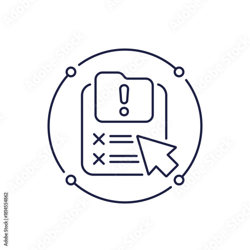 data corruption icon, file folder error line design