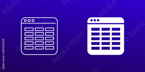 online spreadsheet icons, line and solid vector design