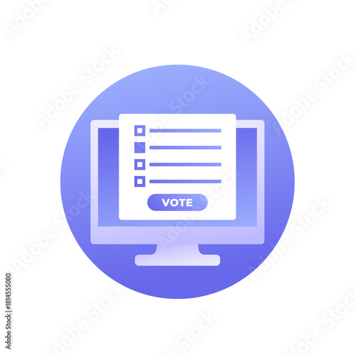 Online voting vector icon with computer