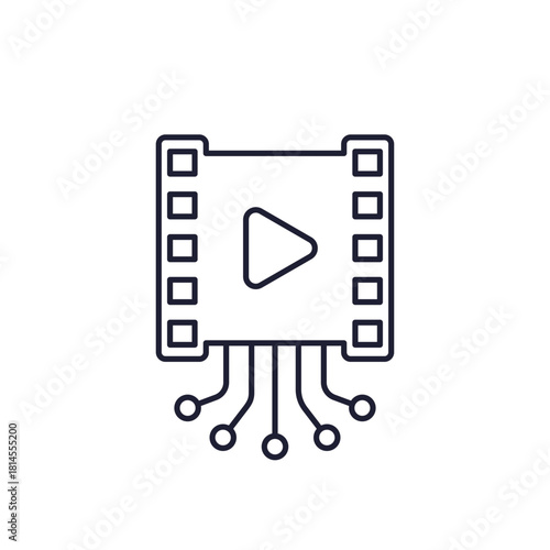 Video streaming icon with film strip in line design