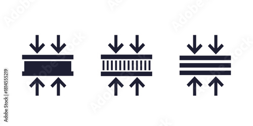 thick or thickness icons, different materials