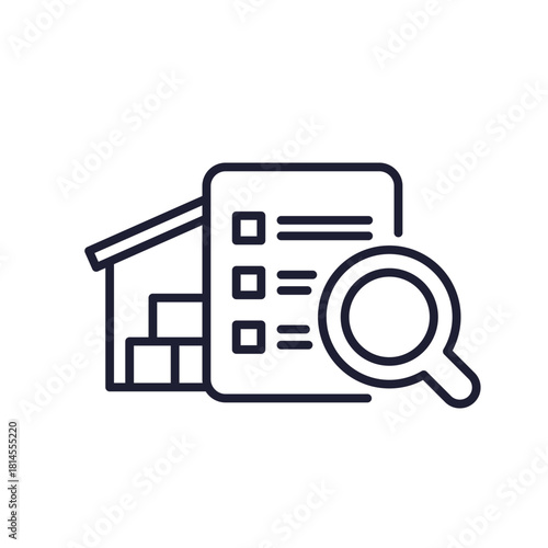 warehouse audit line icon, inventory search vector