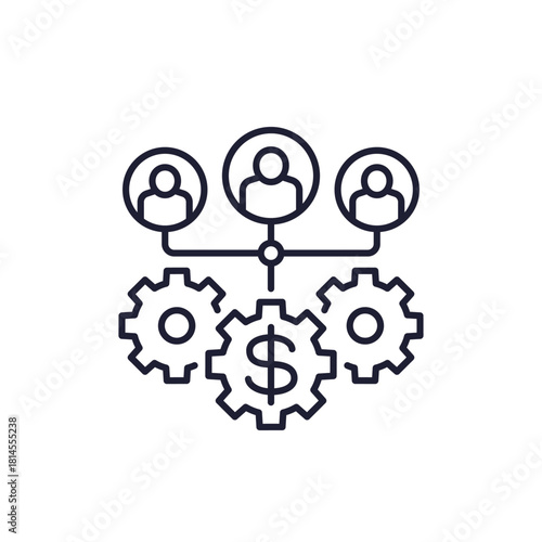 workforce cost line icon with people
