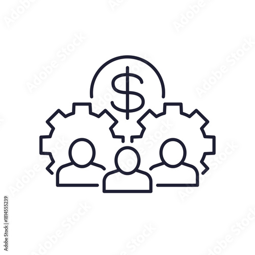 workforce cost line icon with workers