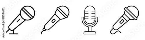 Microphone line icon set. audio equipment vector symbols graphics
