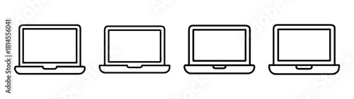 Laptop computer line icon set digital device technology symbol
