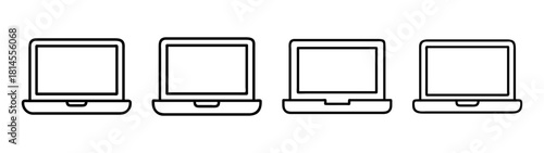 Laptop computer line icons set. modern notebook device symbols