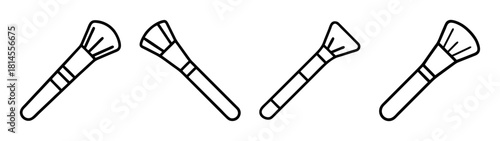 Makeup brushes cosmetic beauty tools line art icon set vector