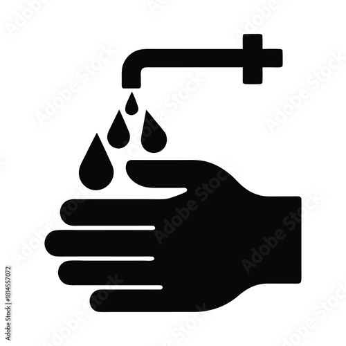 Hand washing icon hygiene and sanitation faucet water safety vector