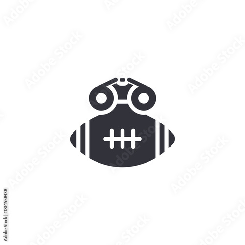 A unique goggles and football combination, representing spectators, fans watching games, sports viewing experiences, and technology interaction with athletic entertainment.