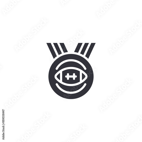 A medal featuring a football symbol, representing athletic achievement, award recognition, competitive accomplishments, sports excellence, and successful performance in a clean vector.
