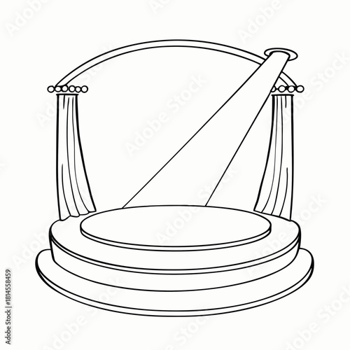 Illustration of a stage with spotlight and curtains highlighting an empty platform