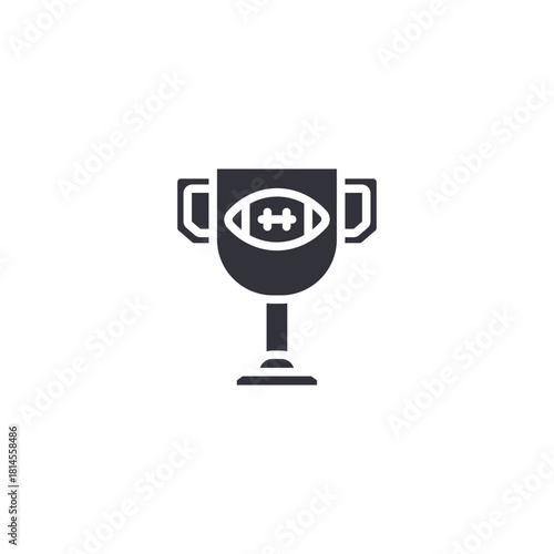 A trophy cup featuring a football symbol, representing success, league recognition, competitive excellence, team accomplishments, and athletic celebration in modern vector style.