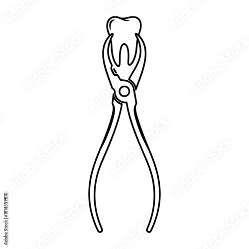 Dental Forceps Holding Tooth Oral Surgery Line Art Icon