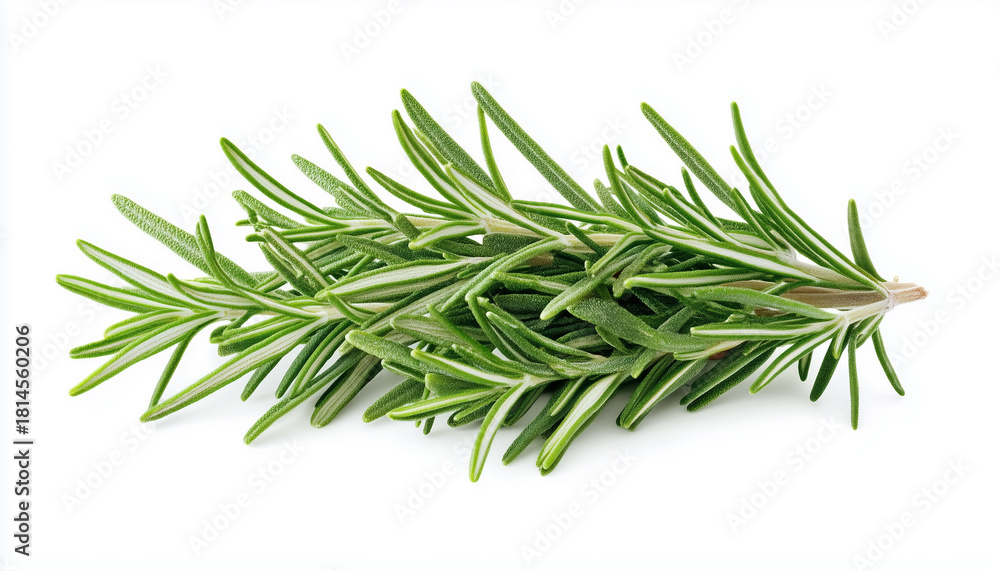 Fototapeta premium Rosemary herb with green leaves isolated on white background