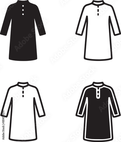 Isolated Thobe Saudi Arabia, traditional Middle Eastern clothing icon, cultural attire, heritage dress, black vector fashion symbol, classic costume design premium design