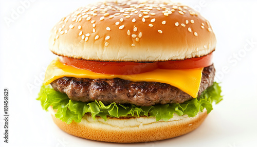 Wallpaper Mural Cheeseburger isolated on white background, macro Torontodigital.ca